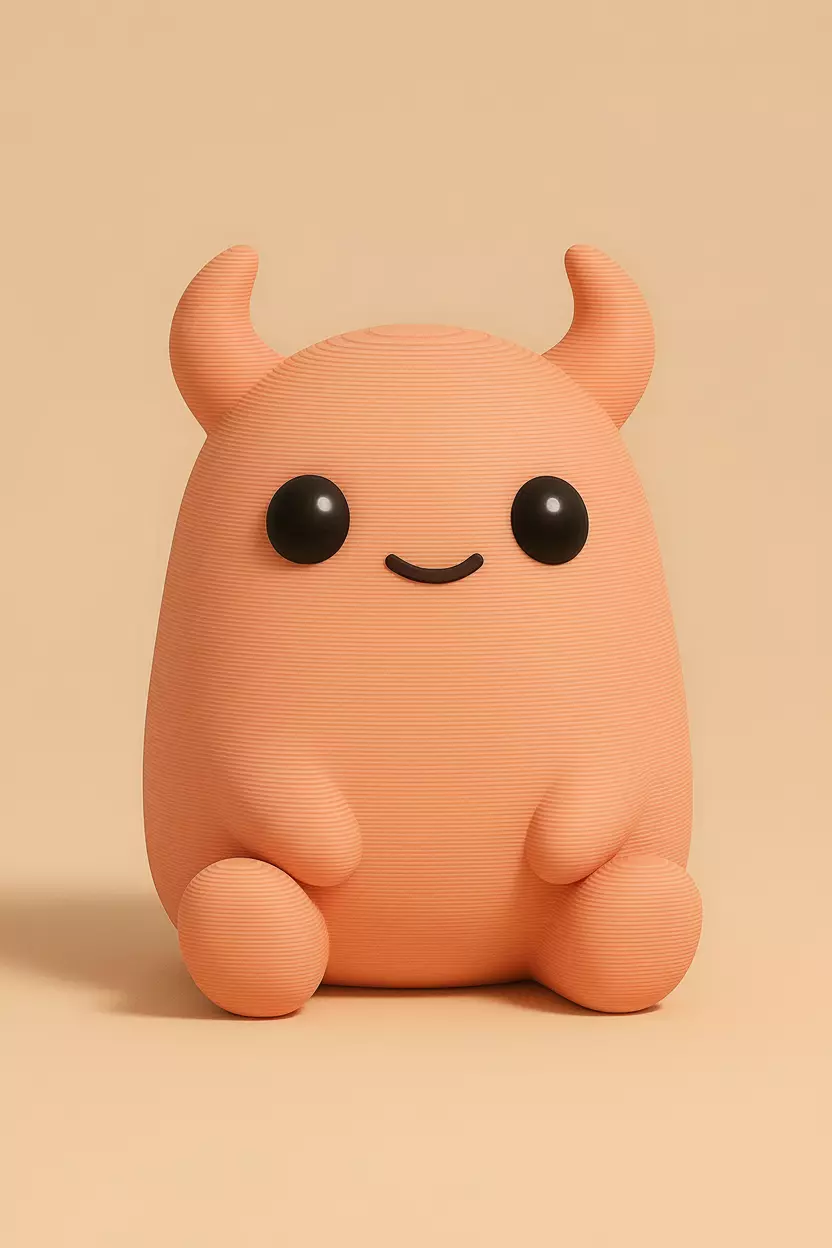 Cute pink monster with small horns 3D print model_0