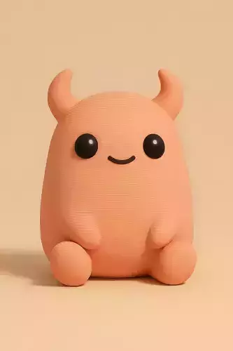 Cute pink monster with small horns
