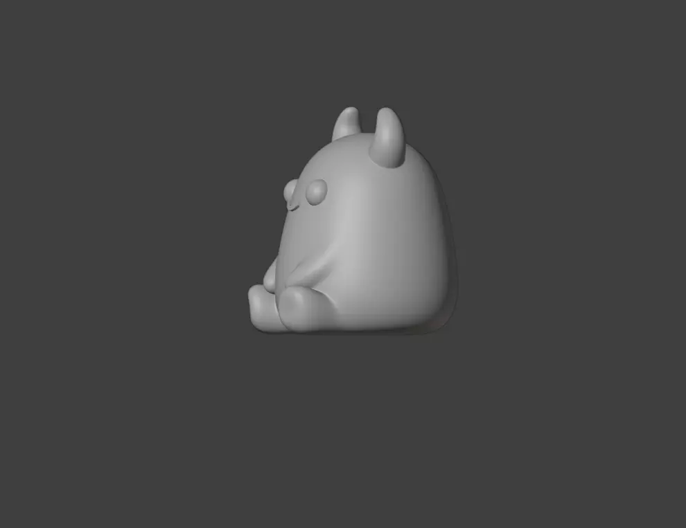 Cute pink monster with small horns 3D print model_4