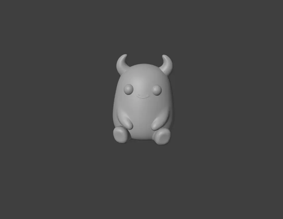 Cute pink monster with small horns 3D print model_3