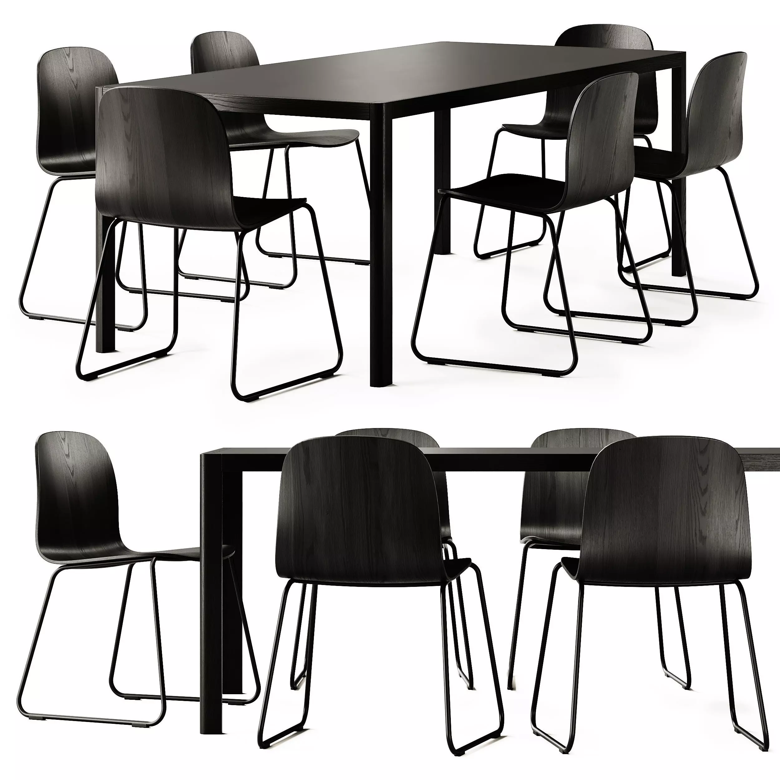 Muuto Workshop Table and Visu Wide Chair 3D model