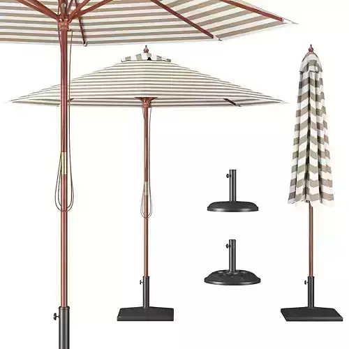 Market Parasol Ferentillo Beige with Bases