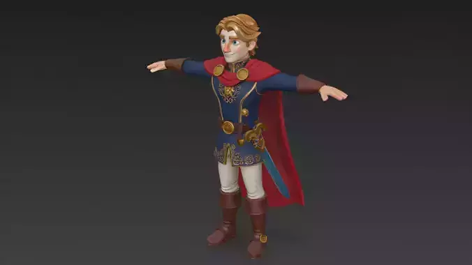 Cartoon Prince 3D Model Royal Character