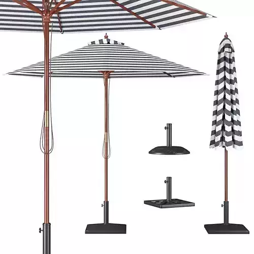 Market Parasol Ferentillo Black with Bases
