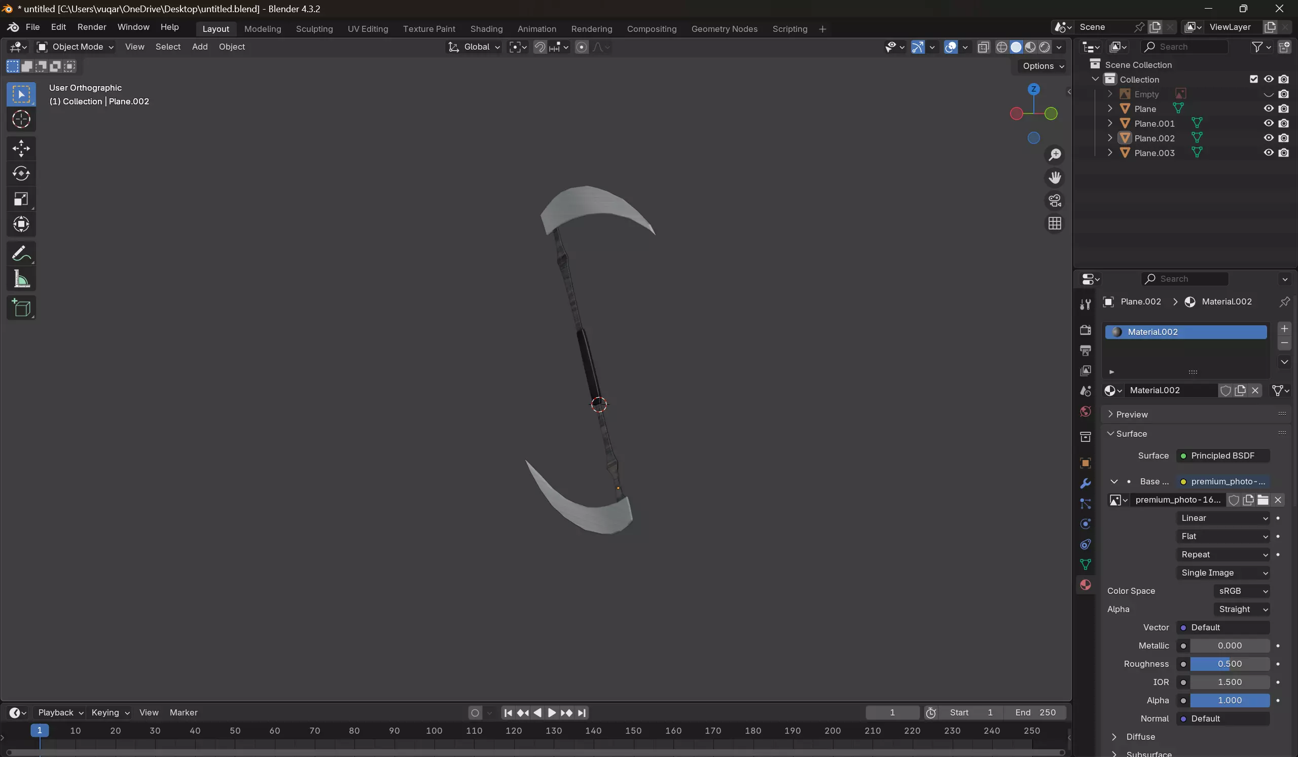 Fantasy Double Blade Scythe Game Ready Low-poly 3D model_3