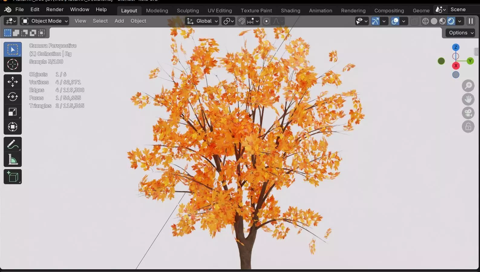 Autumn Tree 3D Model Low-poly 3D model_12