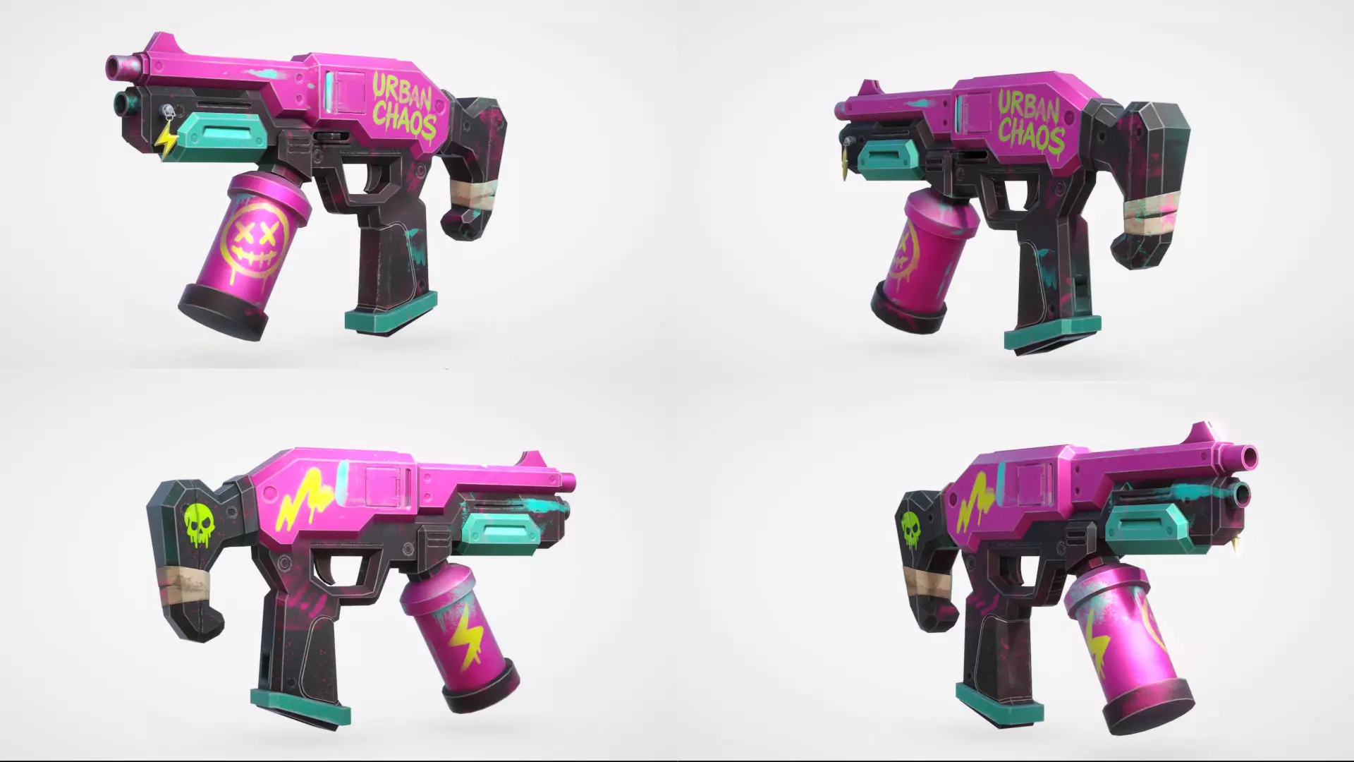 SMG Weapon - PBR - Lowpoly Game-ready Cyberpunk Frag Punk Low-poly 3D model_4