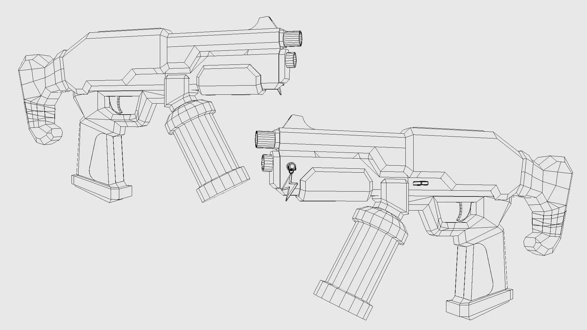 SMG Weapon - PBR - Lowpoly Game-ready Cyberpunk Frag Punk Low-poly 3D model_6