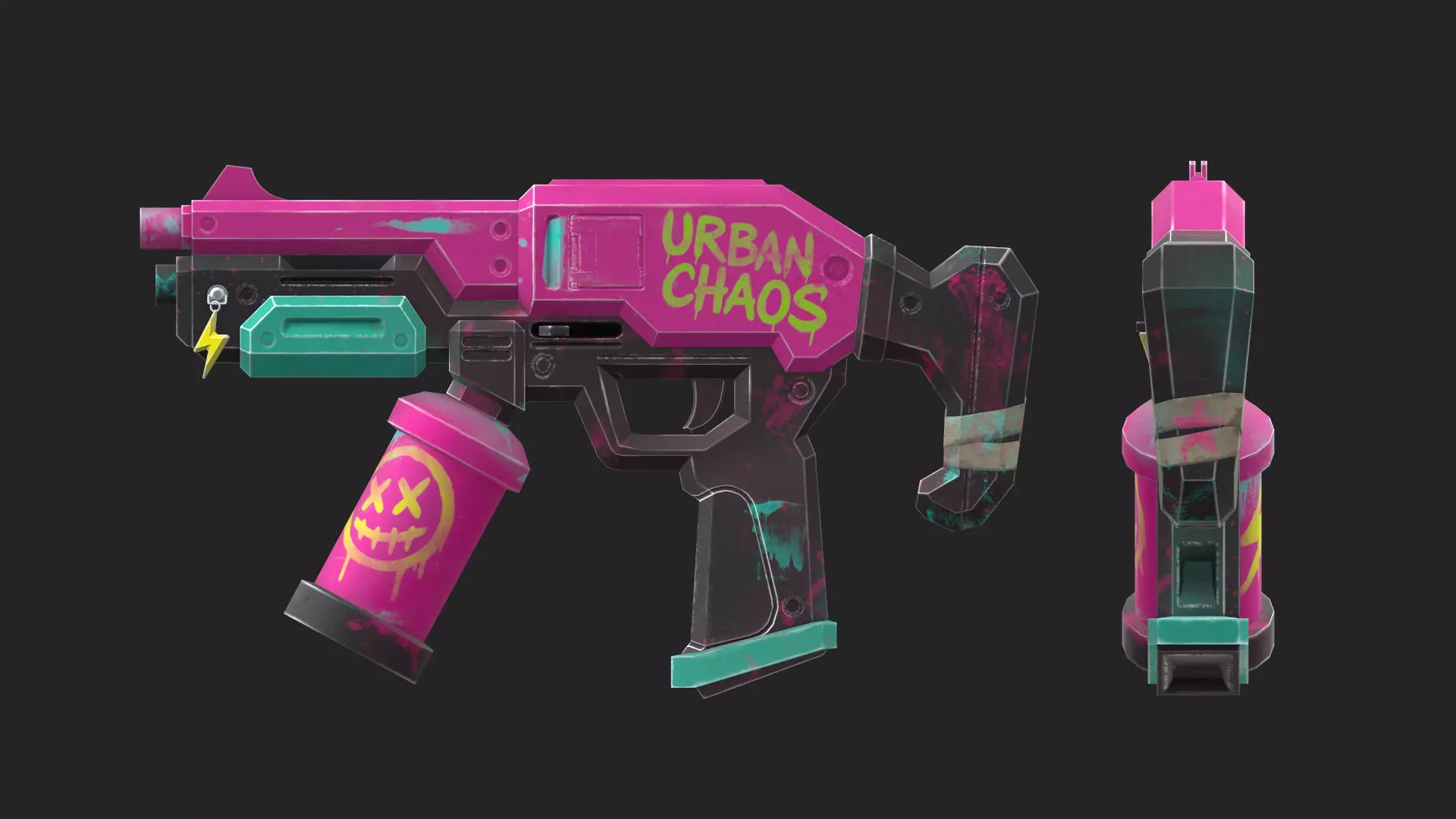 SMG Weapon - PBR - Lowpoly Game-ready Cyberpunk Frag Punk Low-poly 3D model_2