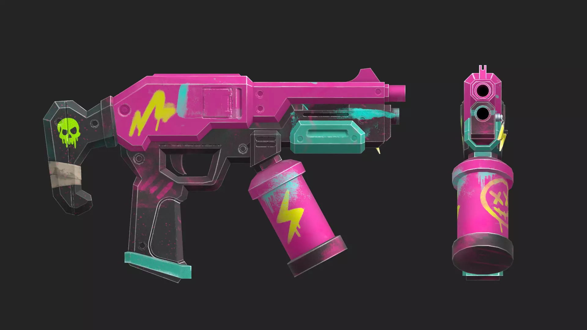 SMG Weapon - PBR - Lowpoly Game-ready Cyberpunk Frag Punk Low-poly 3D model_3