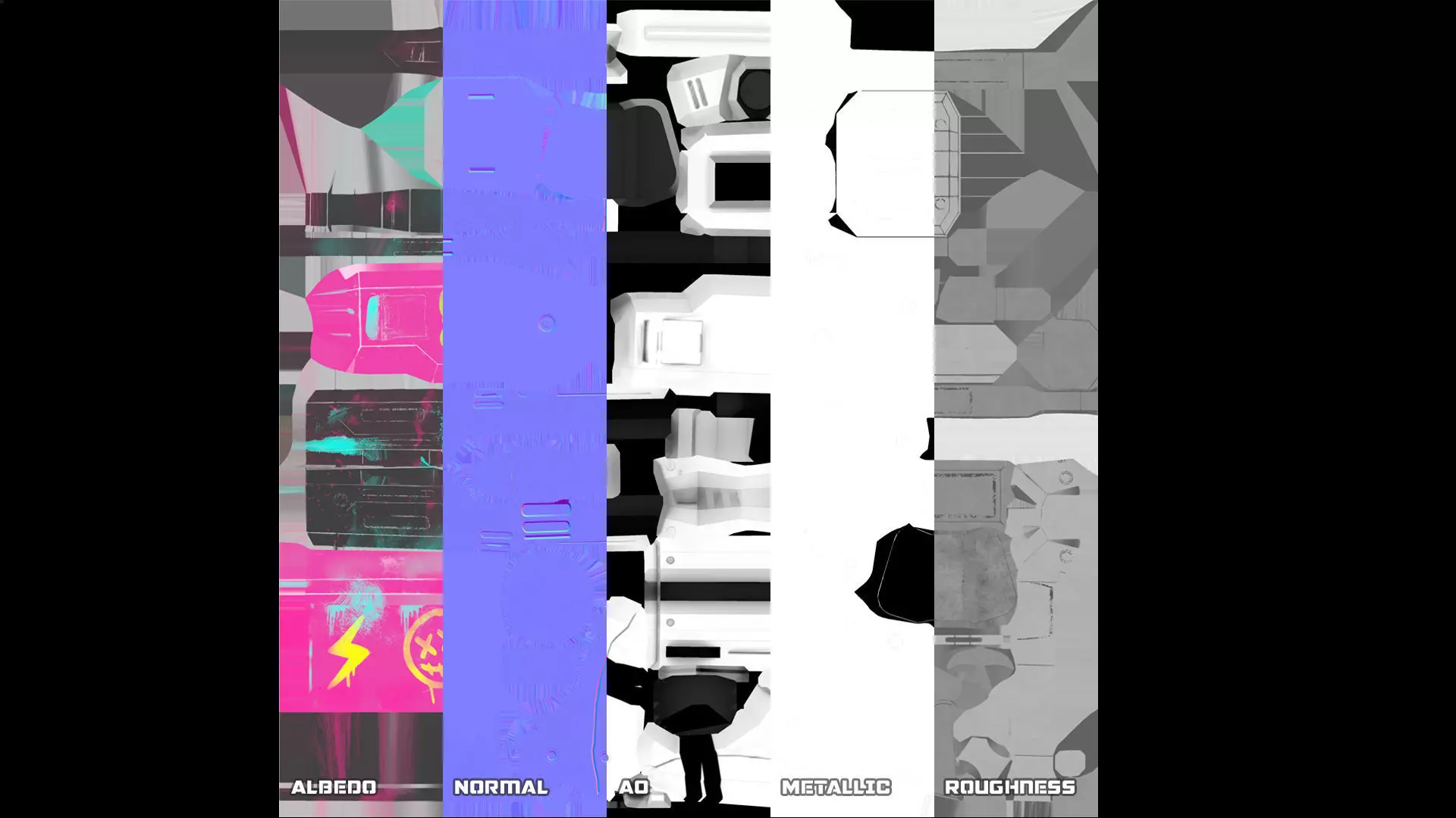 SMG Weapon - PBR - Lowpoly Game-ready Cyberpunk Frag Punk Low-poly 3D model_5