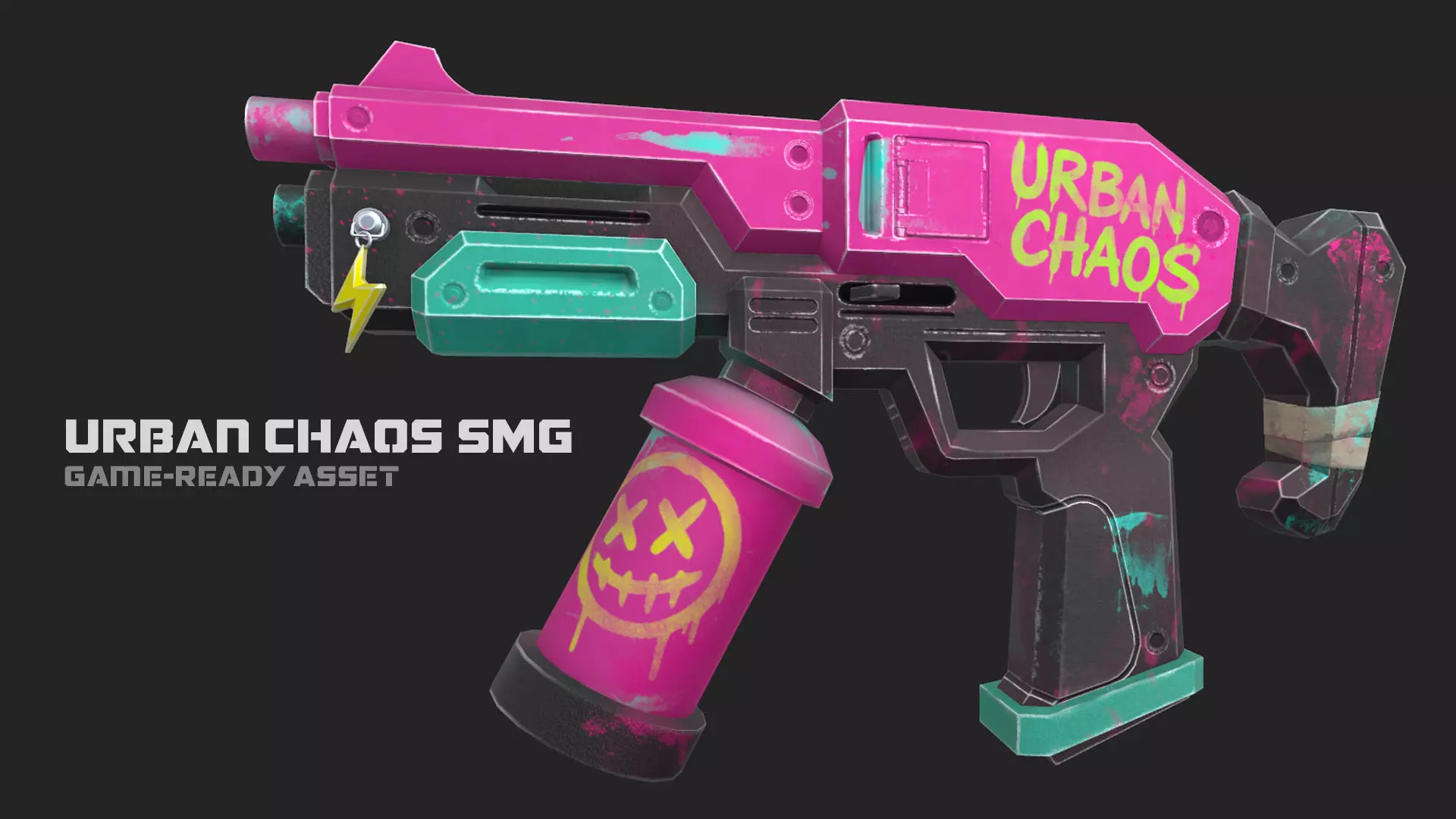 SMG Weapon - PBR - Lowpoly Game-ready Cyberpunk Frag Punk Low-poly 3D model_0