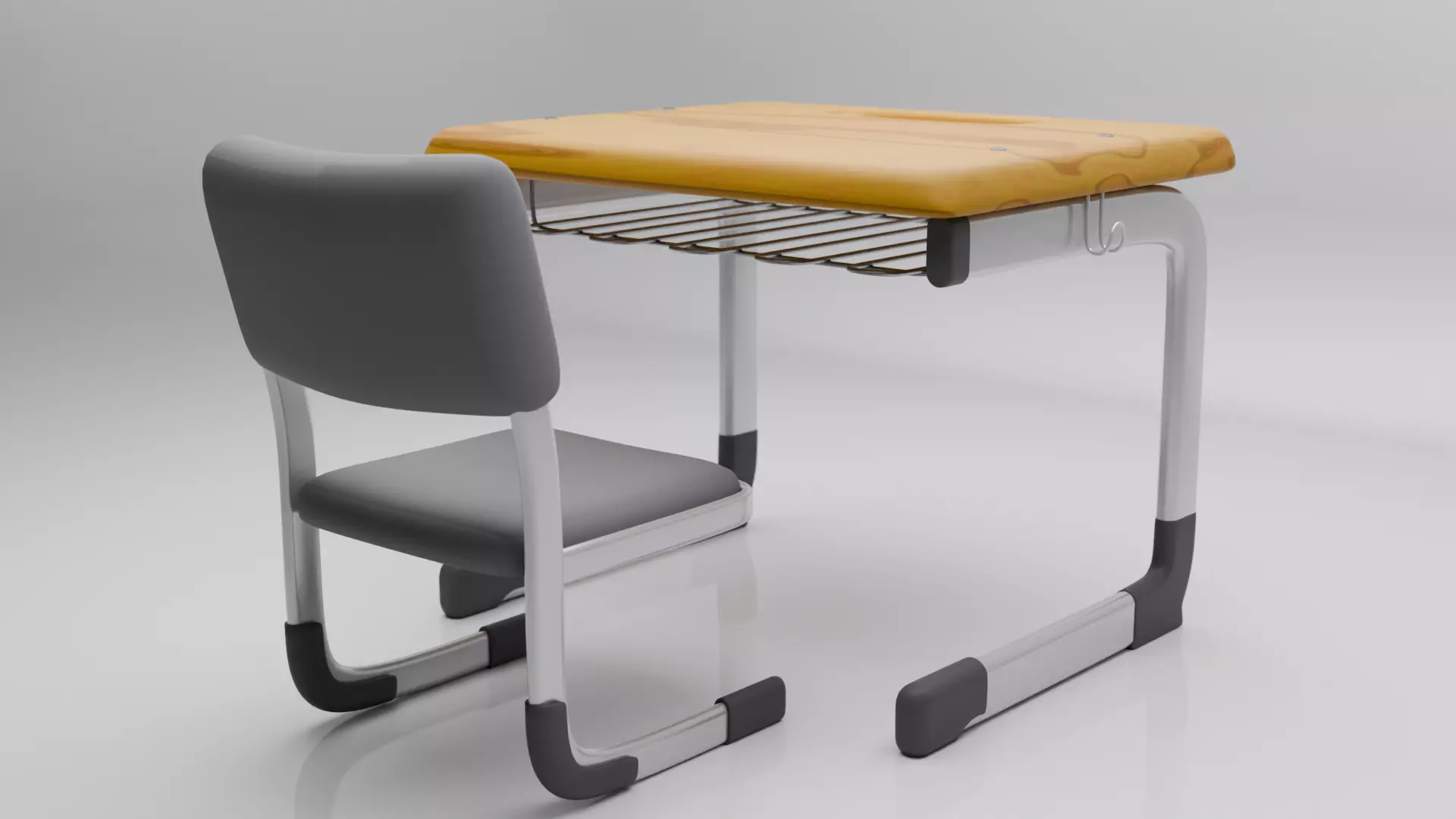 Student Desk And Chair 3D model_0