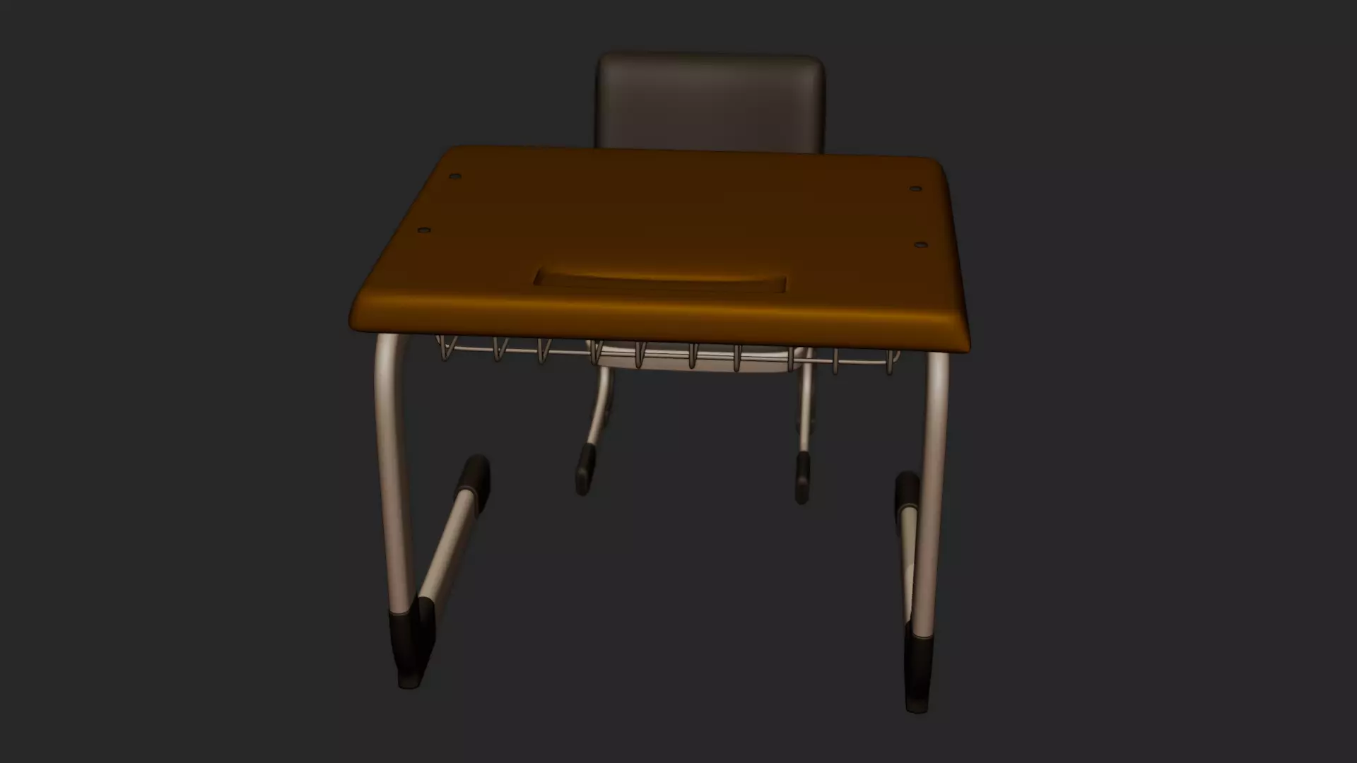 Student Desk And Chair 3D model_7