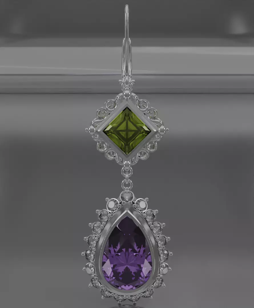 Silver Aurelis earrings 3D model jewelry 3D model_1