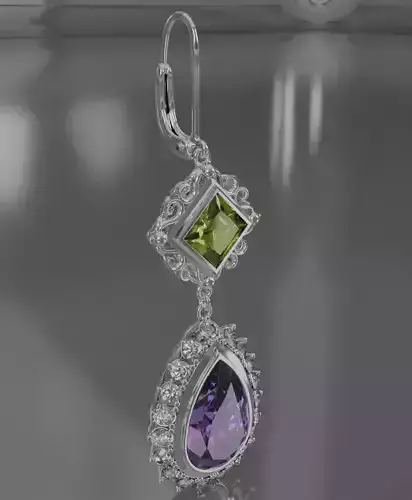 Silver Aurelis earrings 3D model jewelry