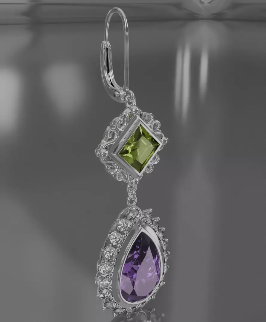Silver Aurelis earrings 3D model jewelry 3D model_0