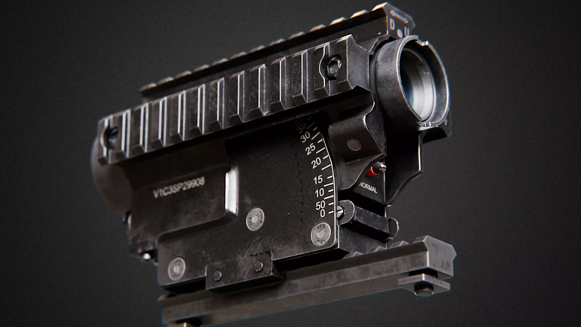 M2A1 Grenade launcher Reflex Sight Low-poly 3D model_3