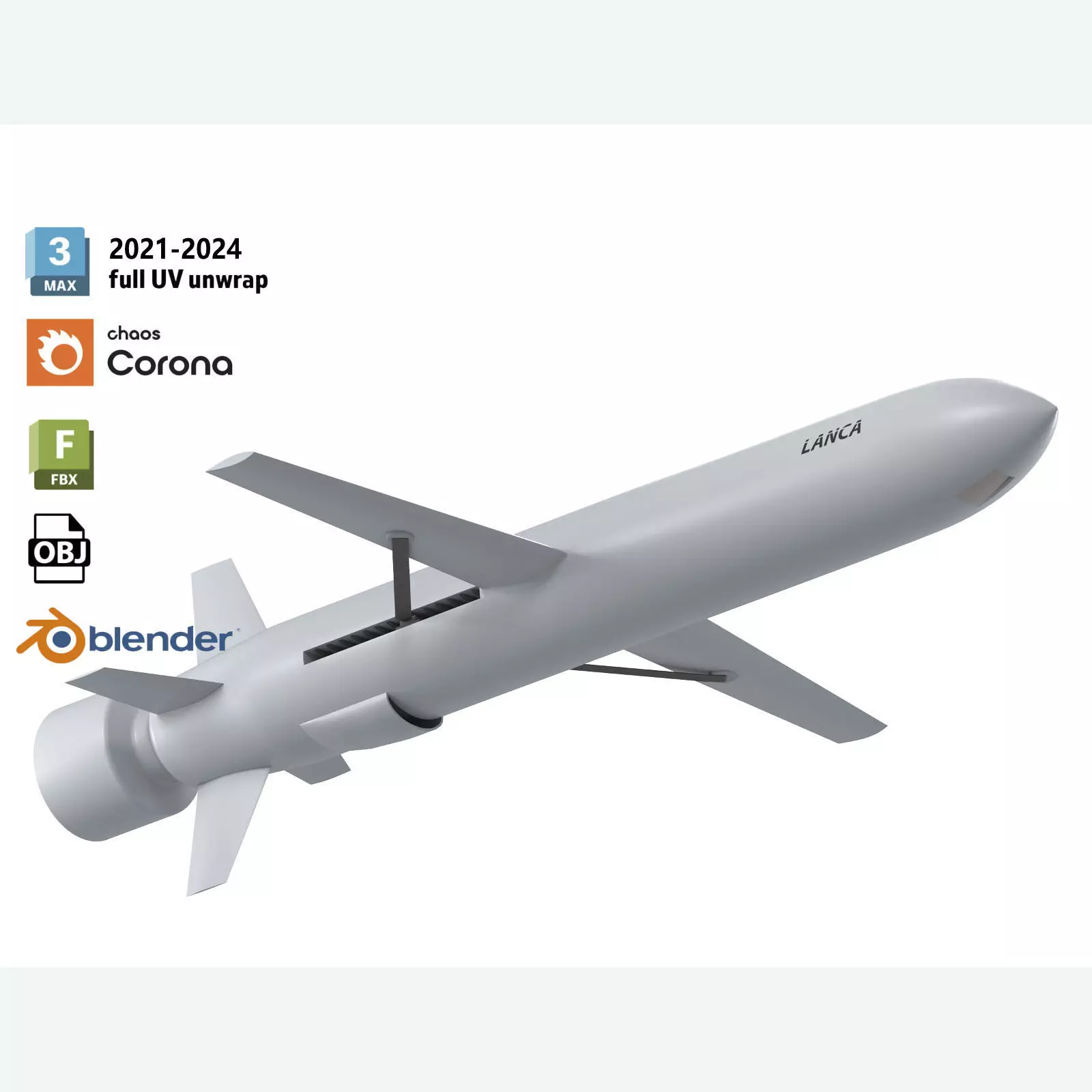 Polish Lanca cruise missile 3D model
