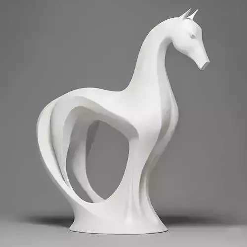 Minimalist stylized horse sculpture