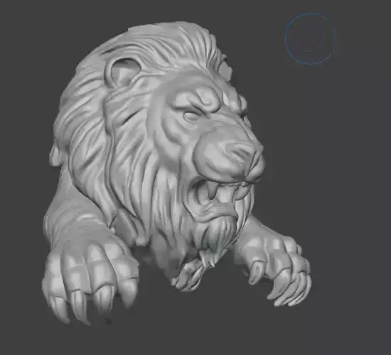 lion bust with claws
