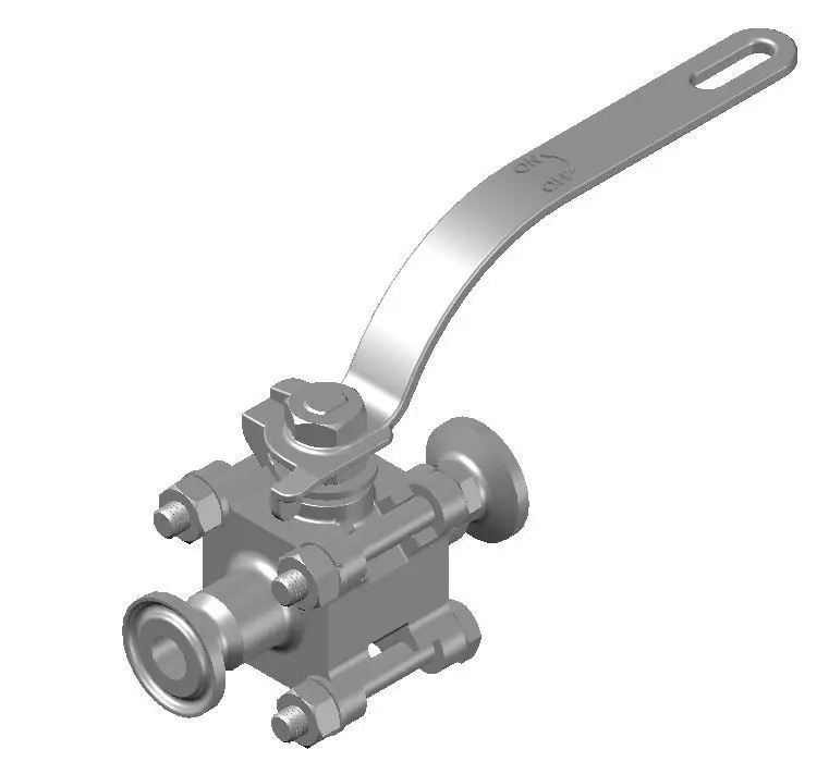 Sanitary Ball Valve TC 1-2 in 3D model_0