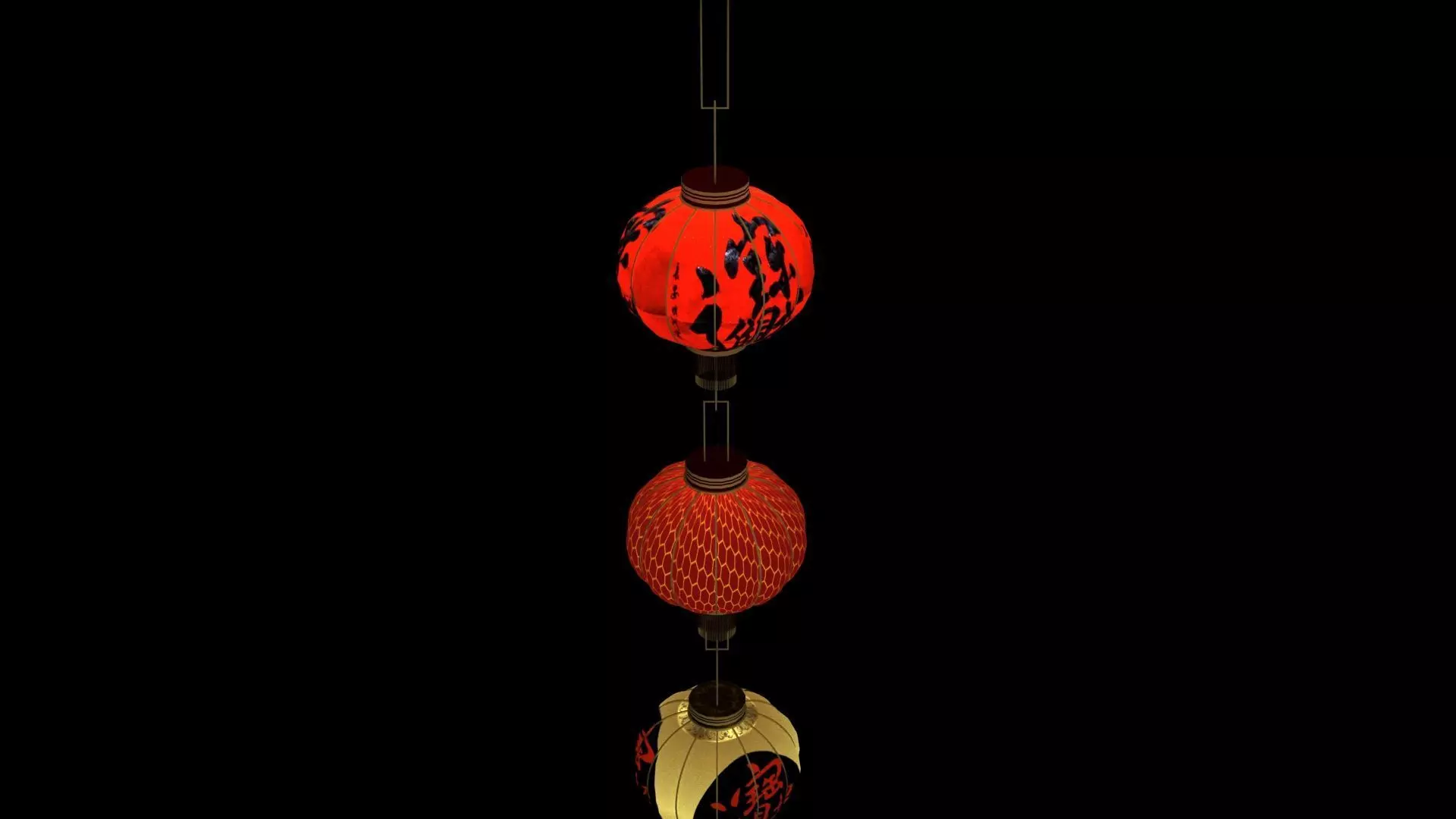 Chinese red lantern Low-poly 3D model_2