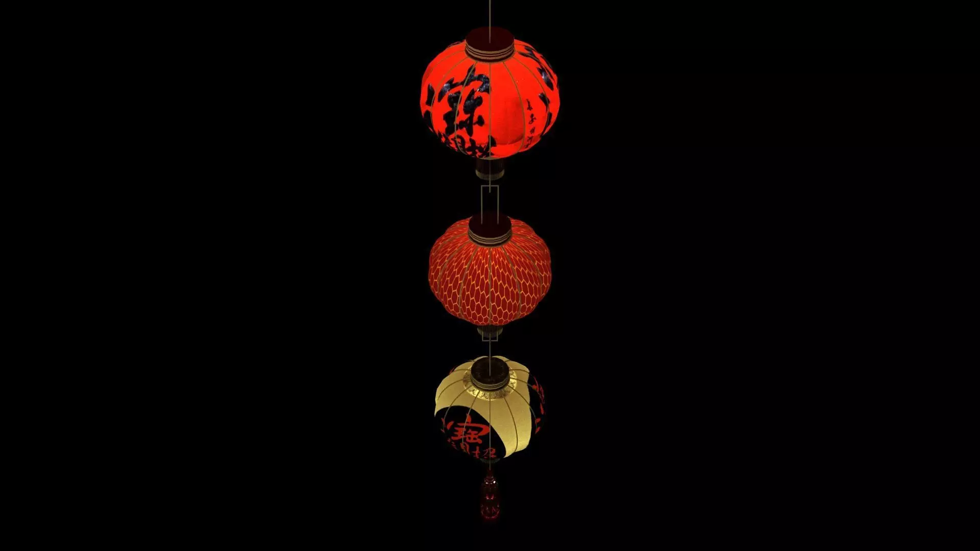 Chinese red lantern Low-poly 3D model_8
