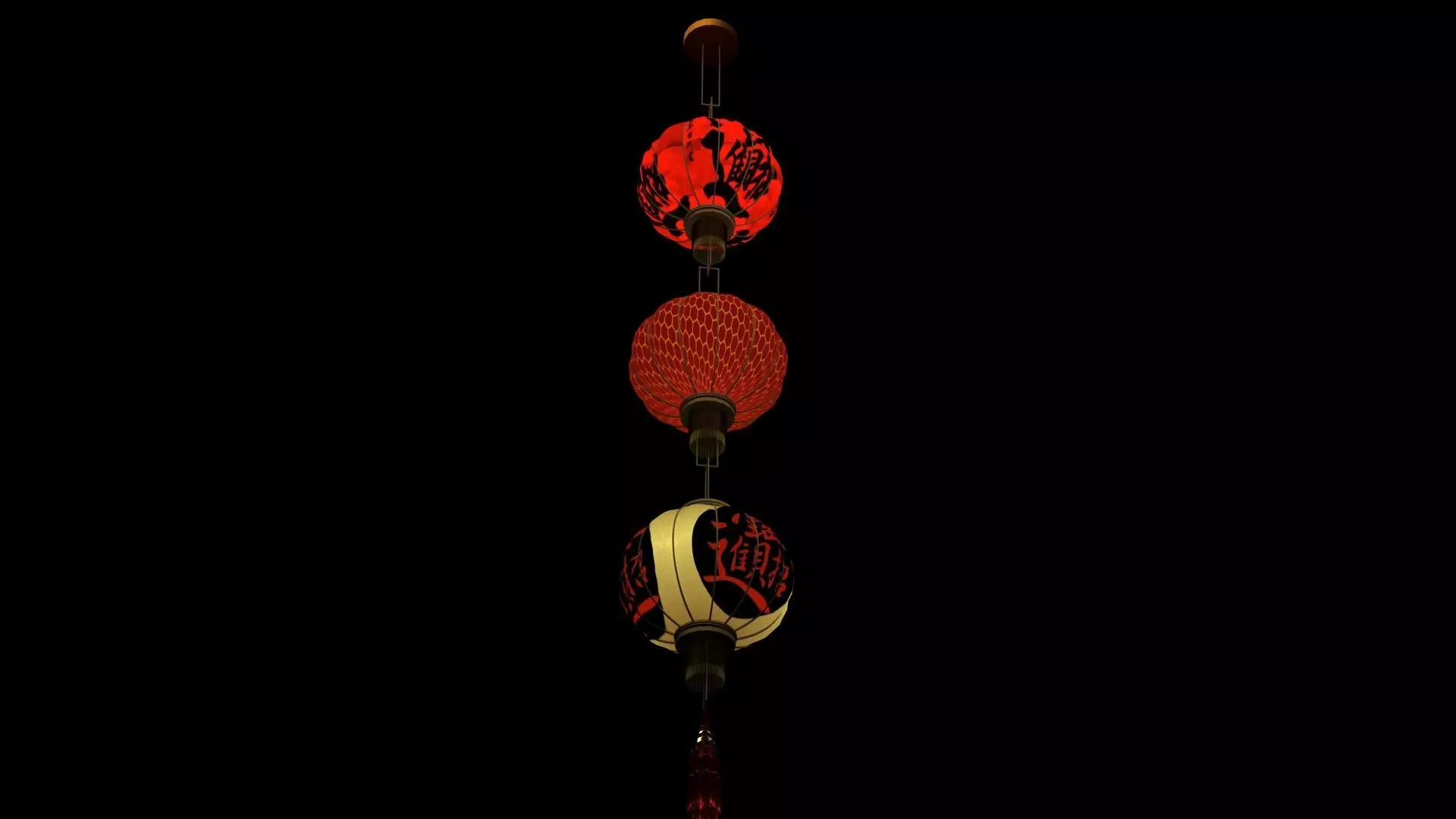 Chinese red lantern Low-poly 3D model_6