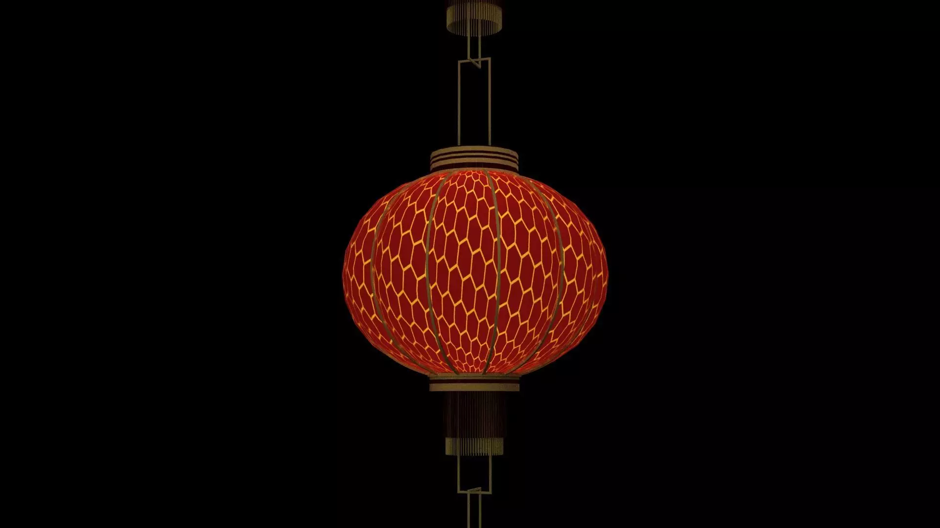 Chinese red lantern Low-poly 3D model_4
