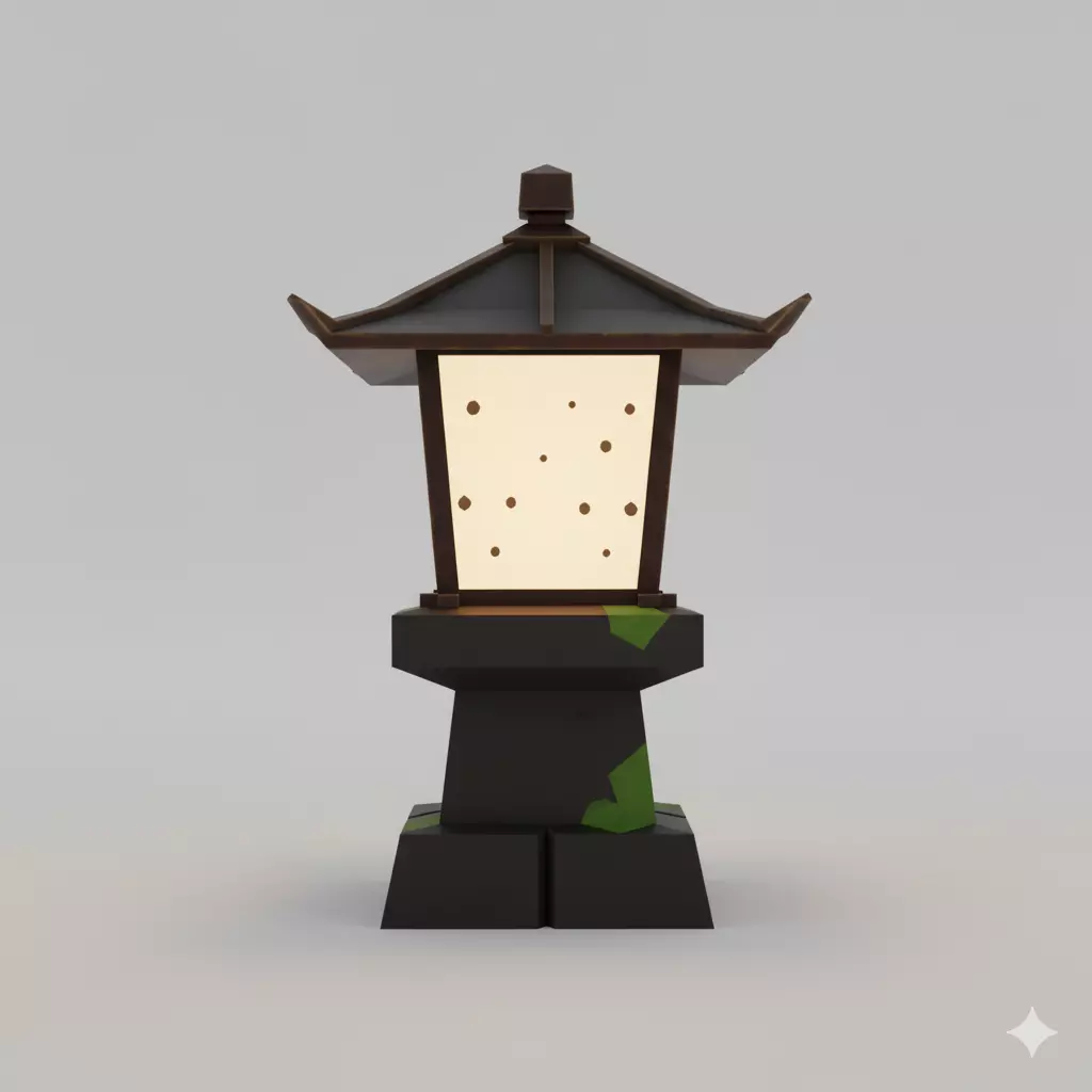 Japanese Stone Lantern 3D Model Low-poly 3D model_4