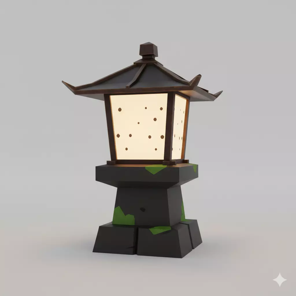 Japanese Stone Lantern 3D Model Low-poly 3D model_0