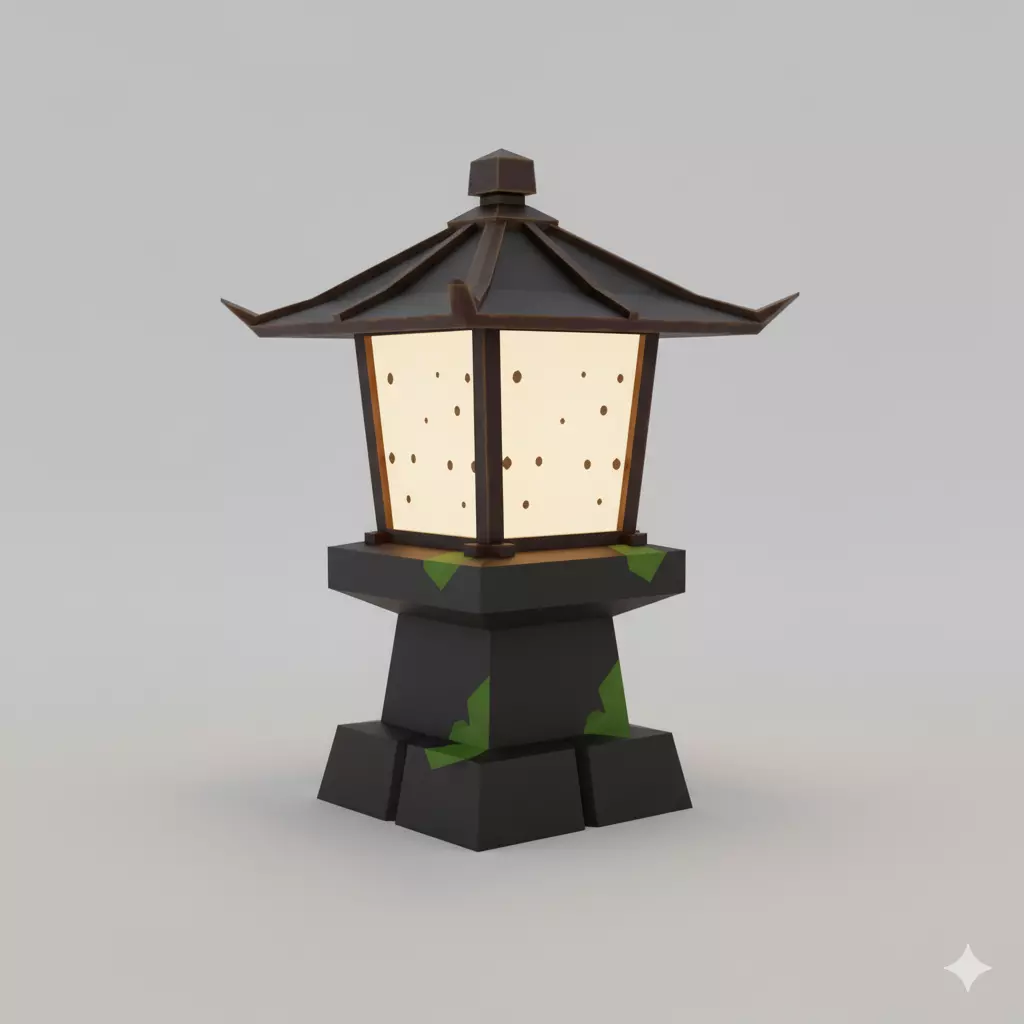 Japanese Stone Lantern 3D Model Low-poly 3D model_2