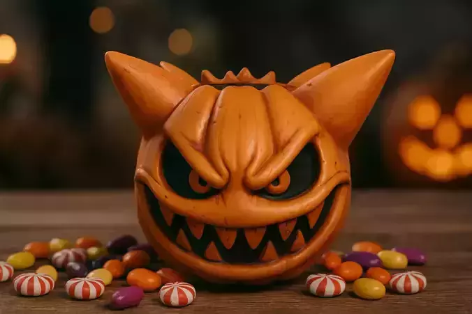 Pumpkin Gengar Candy Bowl Halloween Pokemon Decoration 