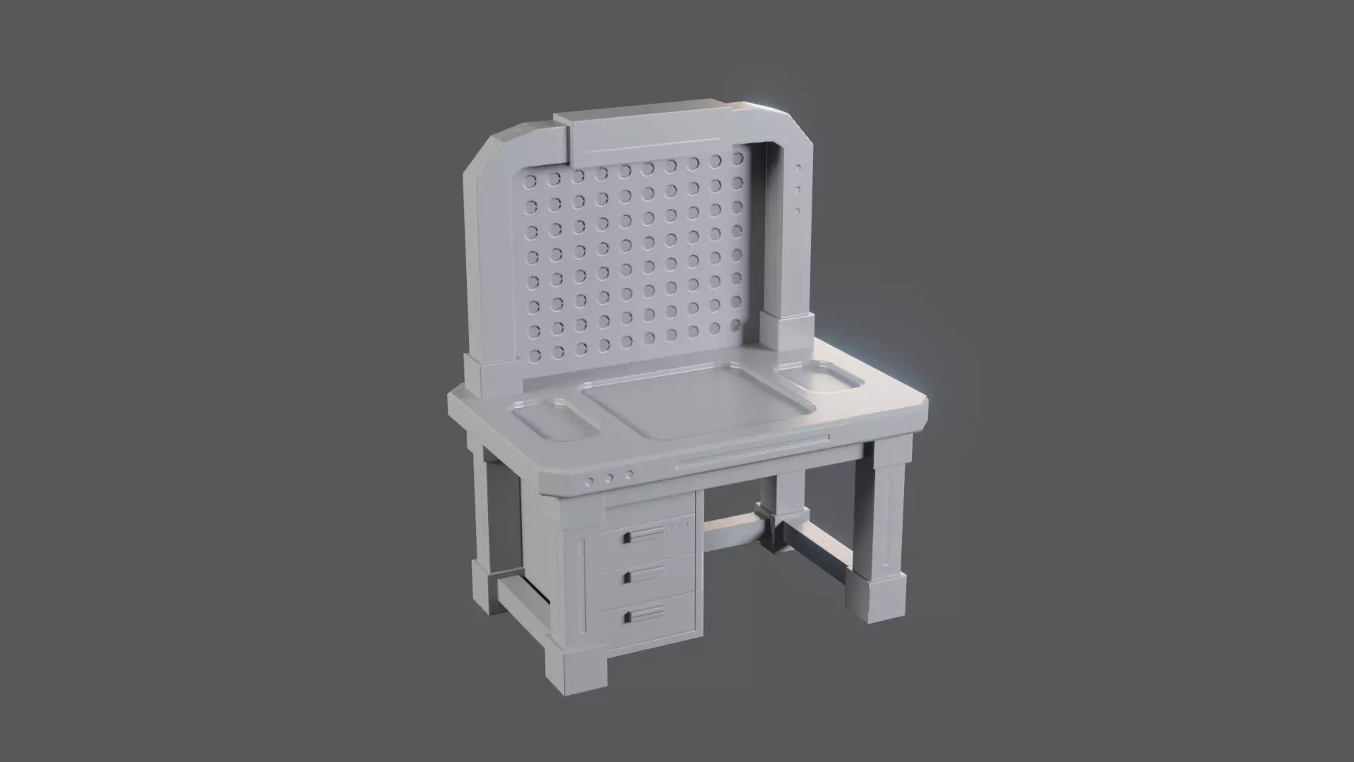 Workbench Industrial Sci-Fi Workshop Table  Low-Poly Game Asset Low-poly 3D model_9