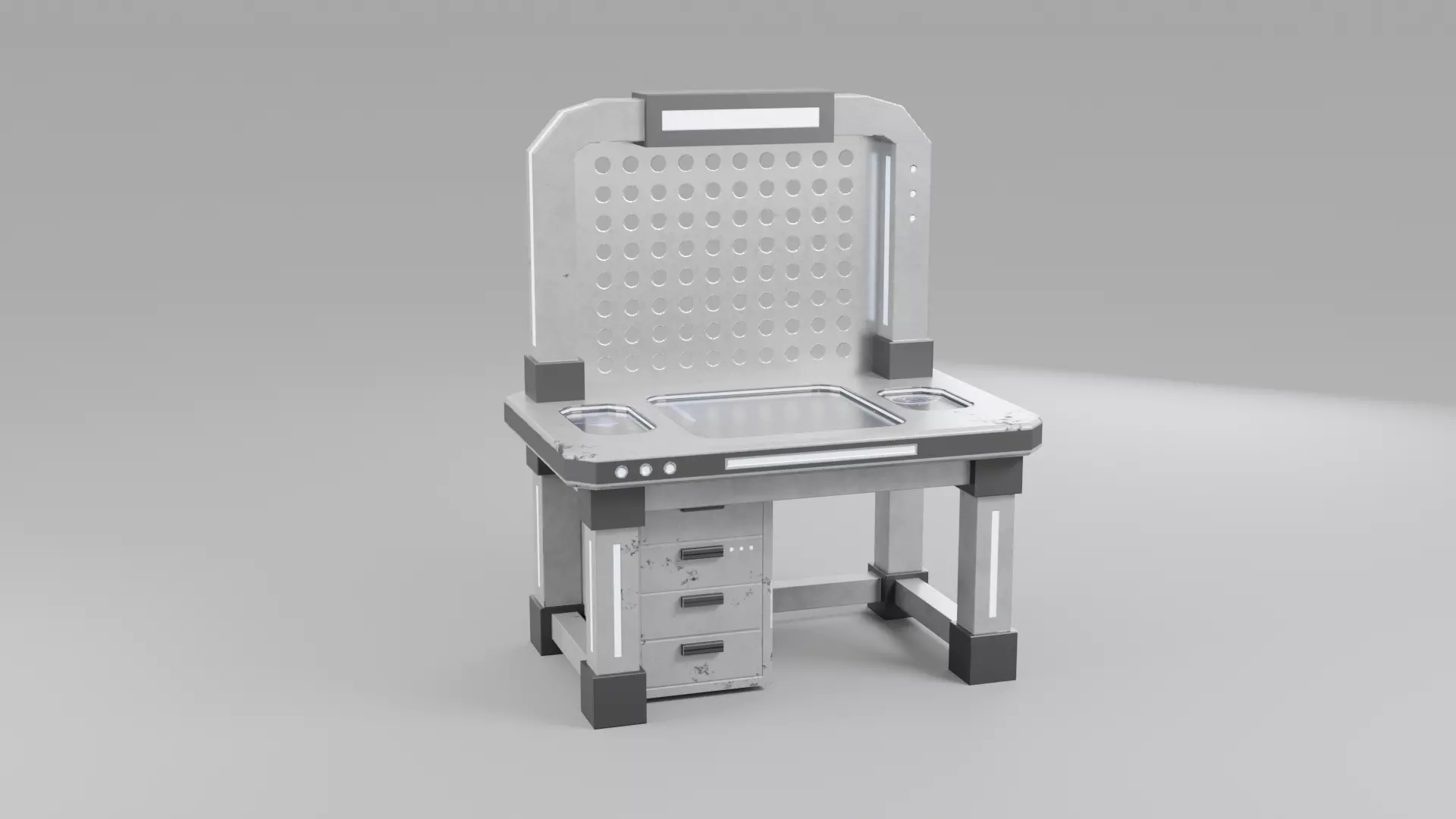 Workbench Industrial Sci-Fi Workshop Table  Low-Poly Game Asset Low-poly 3D model_7