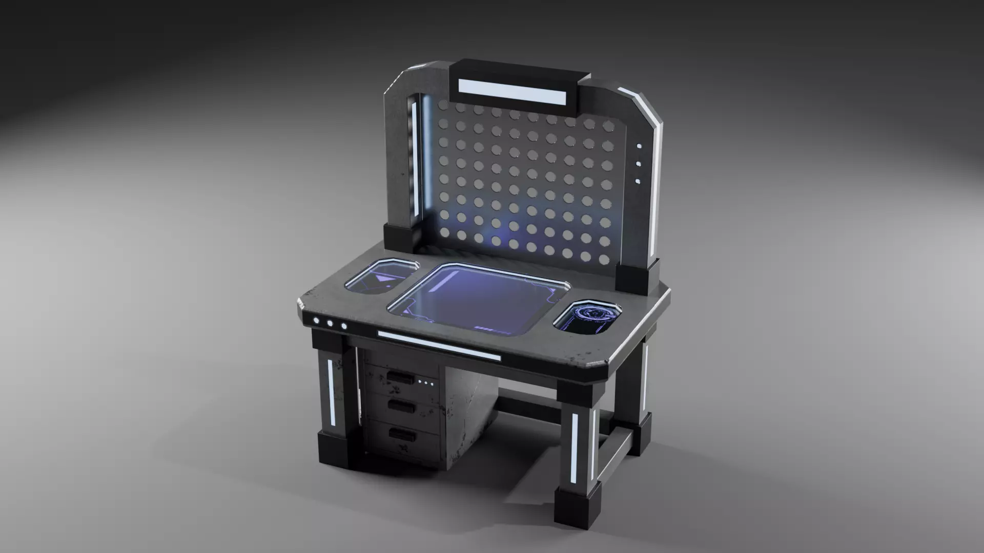 Workbench Industrial Sci-Fi Workshop Table  Low-Poly Game Asset Low-poly 3D model_3