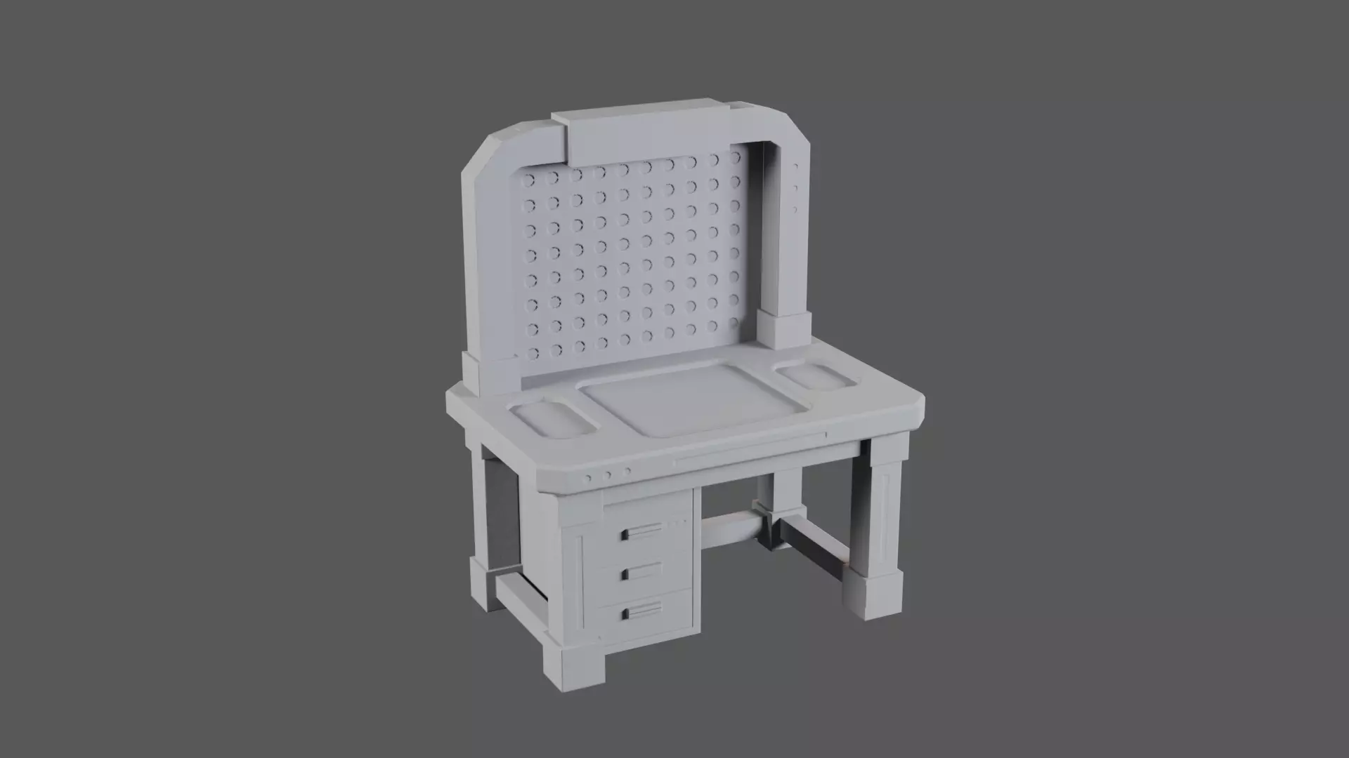 Workbench Industrial Sci-Fi Workshop Table  Low-Poly Game Asset Low-poly 3D model_1