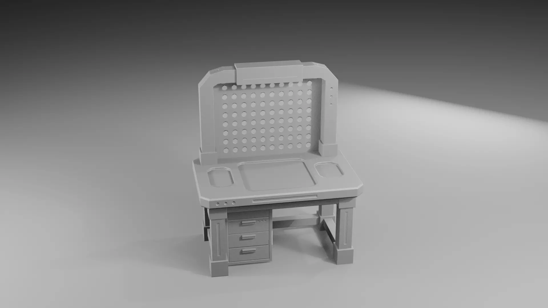 Workbench Industrial Sci-Fi Workshop Table  Low-Poly Game Asset Low-poly 3D model_5