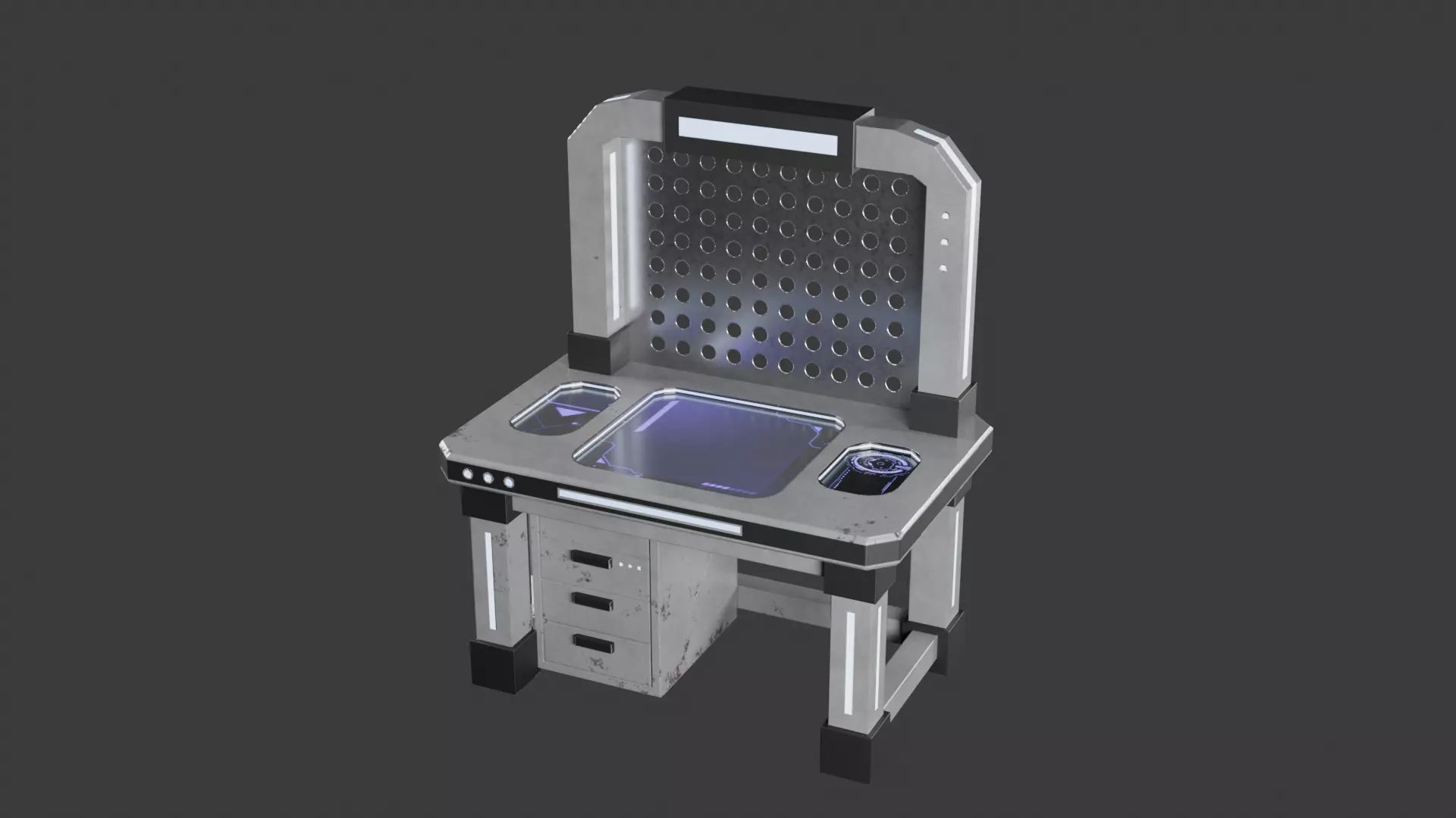 Workbench Industrial Sci-Fi Workshop Table  Low-Poly Game Asset Low-poly 3D model_2