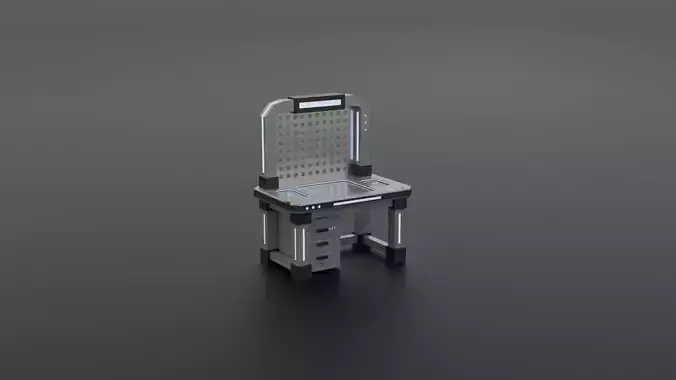 Workbench Industrial Sci-Fi Workshop Table  Low-Poly Game Asset Low-poly 3D model
