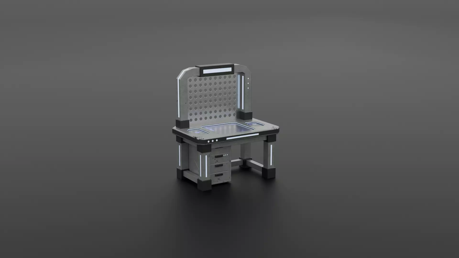 Workbench Industrial Sci-Fi Workshop Table  Low-Poly Game Asset Low-poly 3D model_0