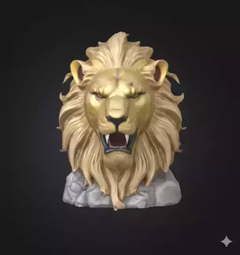 Geometric Lion Head Trophy 3D Decorative Sculpture