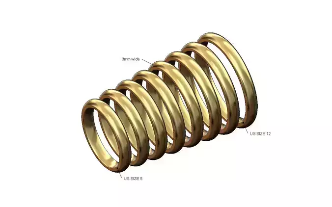 3mm wide comfort fit rounded wedding band US sizes 5to12