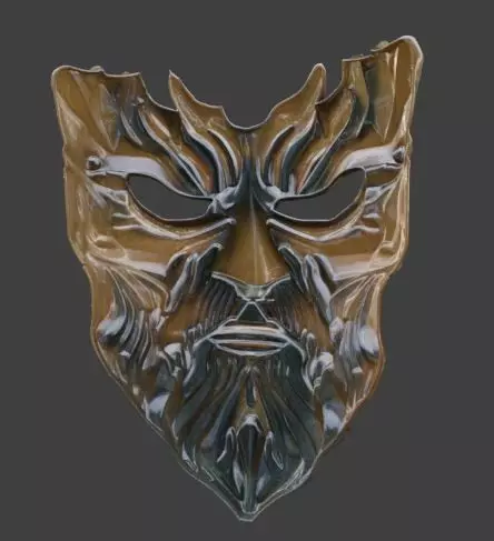 Gold Eternal Warden Mask Fantasy LARP Cosplay Costume 3D print model_4