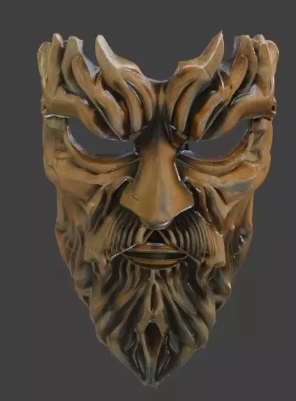 Gold Eternal Warden Mask Fantasy LARP Cosplay Costume 3D print model_0