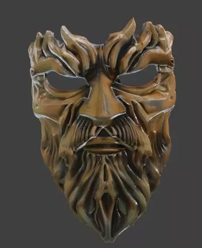 Gold Eternal Warden Mask Fantasy LARP Cosplay Costume 3D print model_5