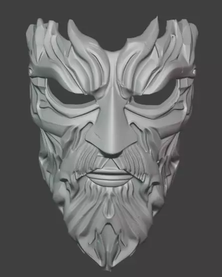 Gold Eternal Warden Mask Fantasy LARP Cosplay Costume 3D print model_1