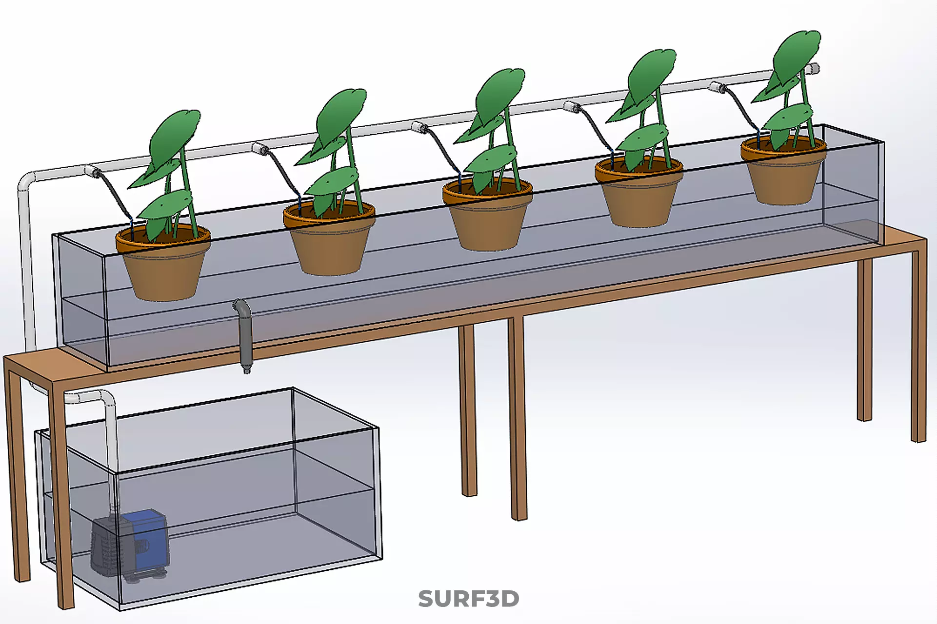 HYDROPONIC GROWTH PLANT FARMING DRIP IRRIGATION SYSTEM GARDENING 3D model_39