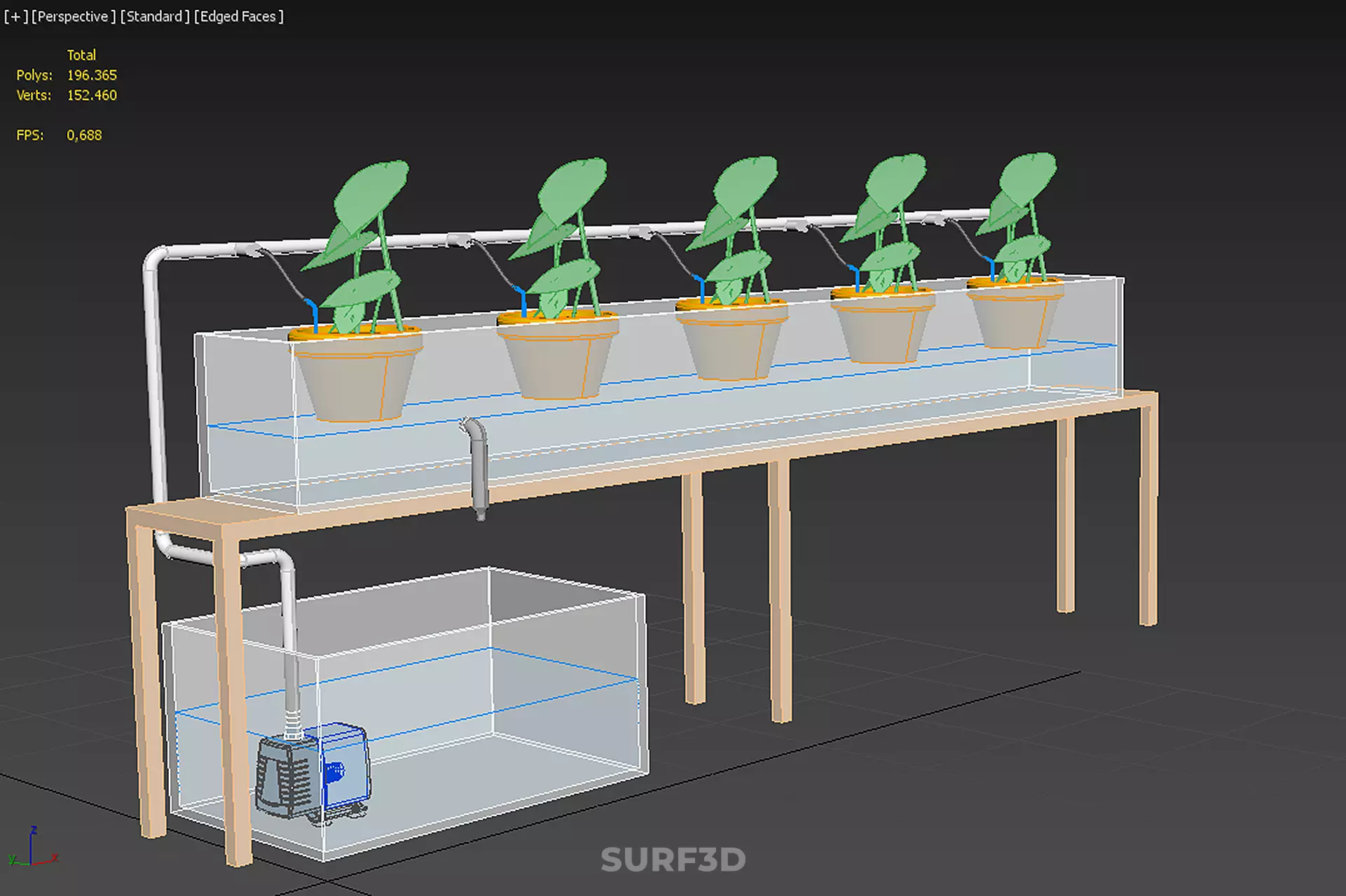 HYDROPONIC GROWTH PLANT FARMING DRIP IRRIGATION SYSTEM GARDENING 3D model_37